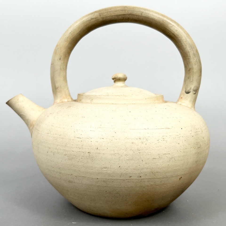 時代 八又鍋屋 白泥 須焼湯沸 箱付 ボーフラ 煎茶道具 急須 陶磁器 骨董品 茶道具