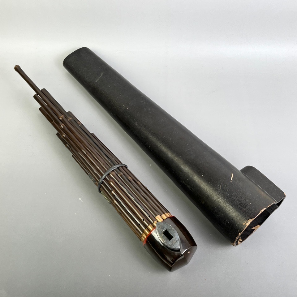時代雅楽器 笙 本節 銀金具 ケース付 雅楽 管楽器 和楽器 工芸品 骨董 現状品