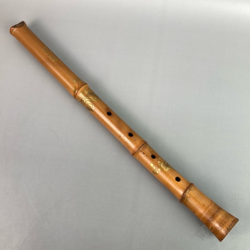 時代 尺八 桐の葉蒔絵 銘：鳳雛 和楽器 伝統工芸 雅楽 工芸品 骨董