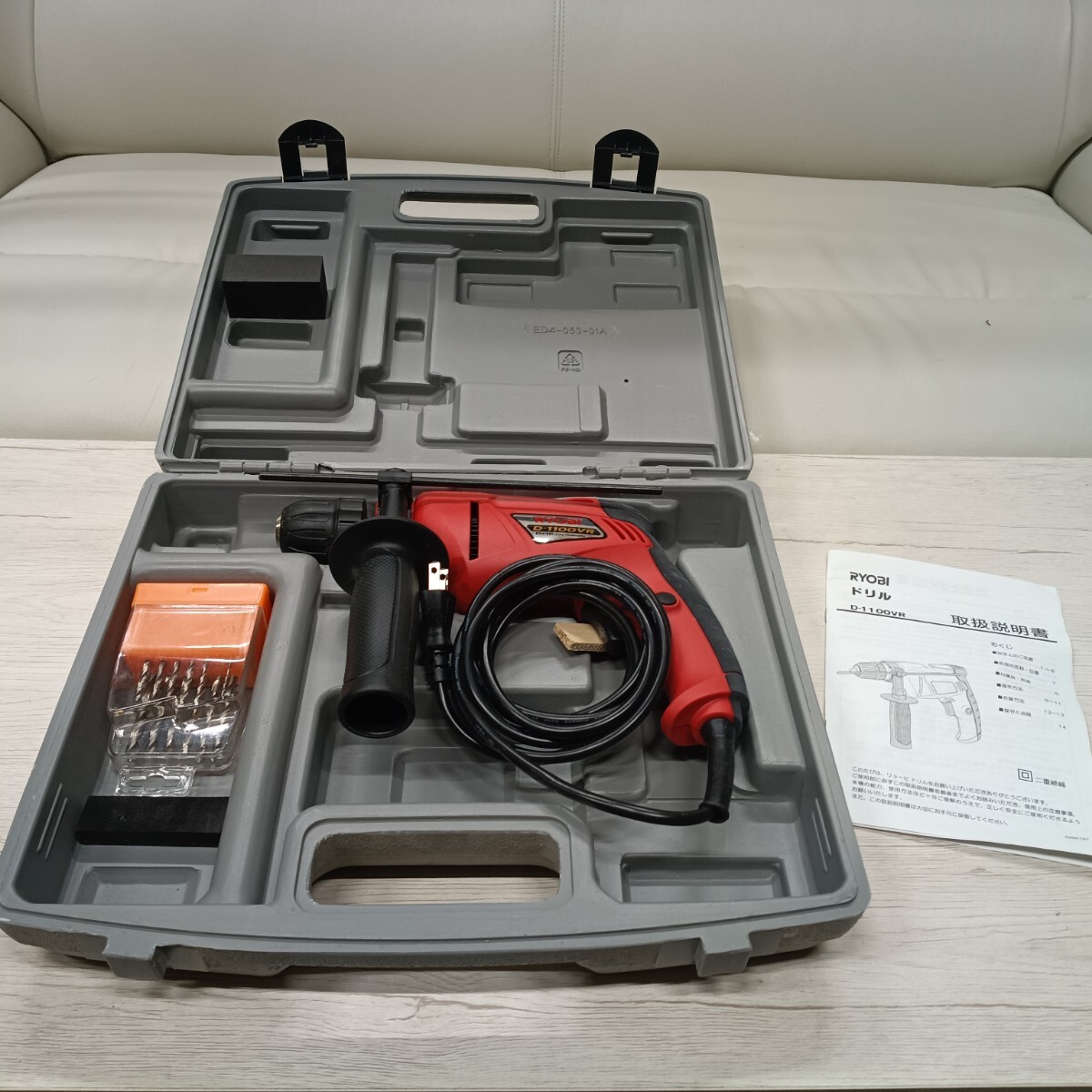 MS6/ 【動作品】RYOBI リョービ 電動ドリル D-1100VR ケース付 セット ビット付 DIY 工具