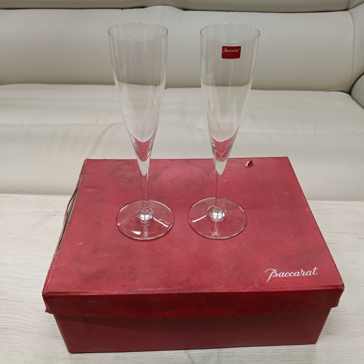 MS6/【美品】Baccarat バカラ シャンパングラス 2客セット ペア フルートグラス クリスタル 箱付
