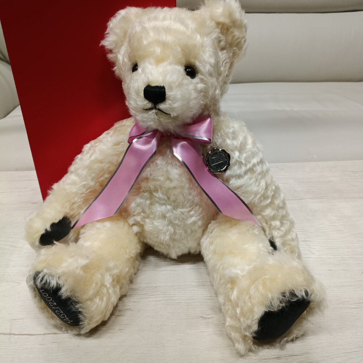 6-50 Steiff シュタイフ テディベア ぬいぐるみ 約45cm リボン付 Teddy Original 良好品 現状品