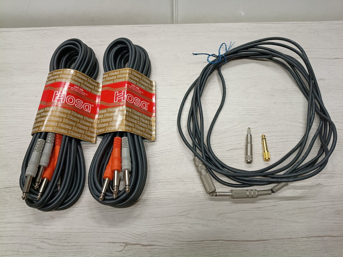 LM②/ HOSA オーディオケーブル 2本＋約5mケーブル まとめ売り CPP-206 フォンケーブル 変換プラグ付 中古 現状品
