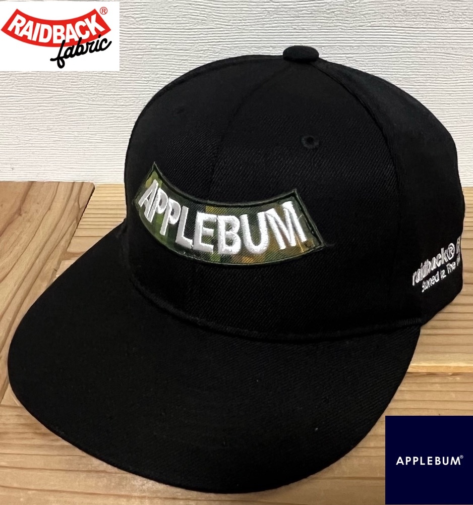 APPLEBUM × raidaback fabric ベースボールキャップ ブラック 古着 アップルバム レイドバックファブリック 帽子 キャップ スナップバック
