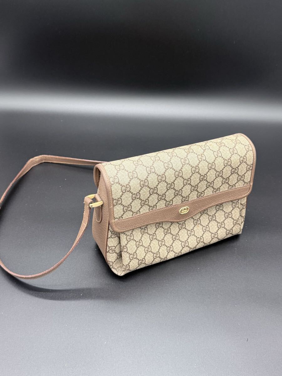 GUCCI GGスプリーム PVC レザー ショルダーバッグ メッセンジャーバッグ フラップ ヴィンテージ オールドグッチ
