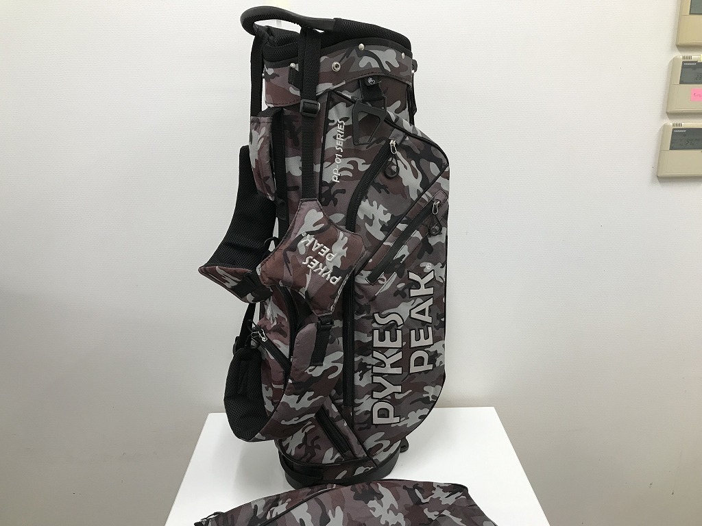パイクスピーク PYKES PEAK　持ち運び楽々　軽量　ゴルフキャディバッグ　スタンド　9.0型 　6分割　約2.2Kg　カモフラ柄　GOLFの魅力