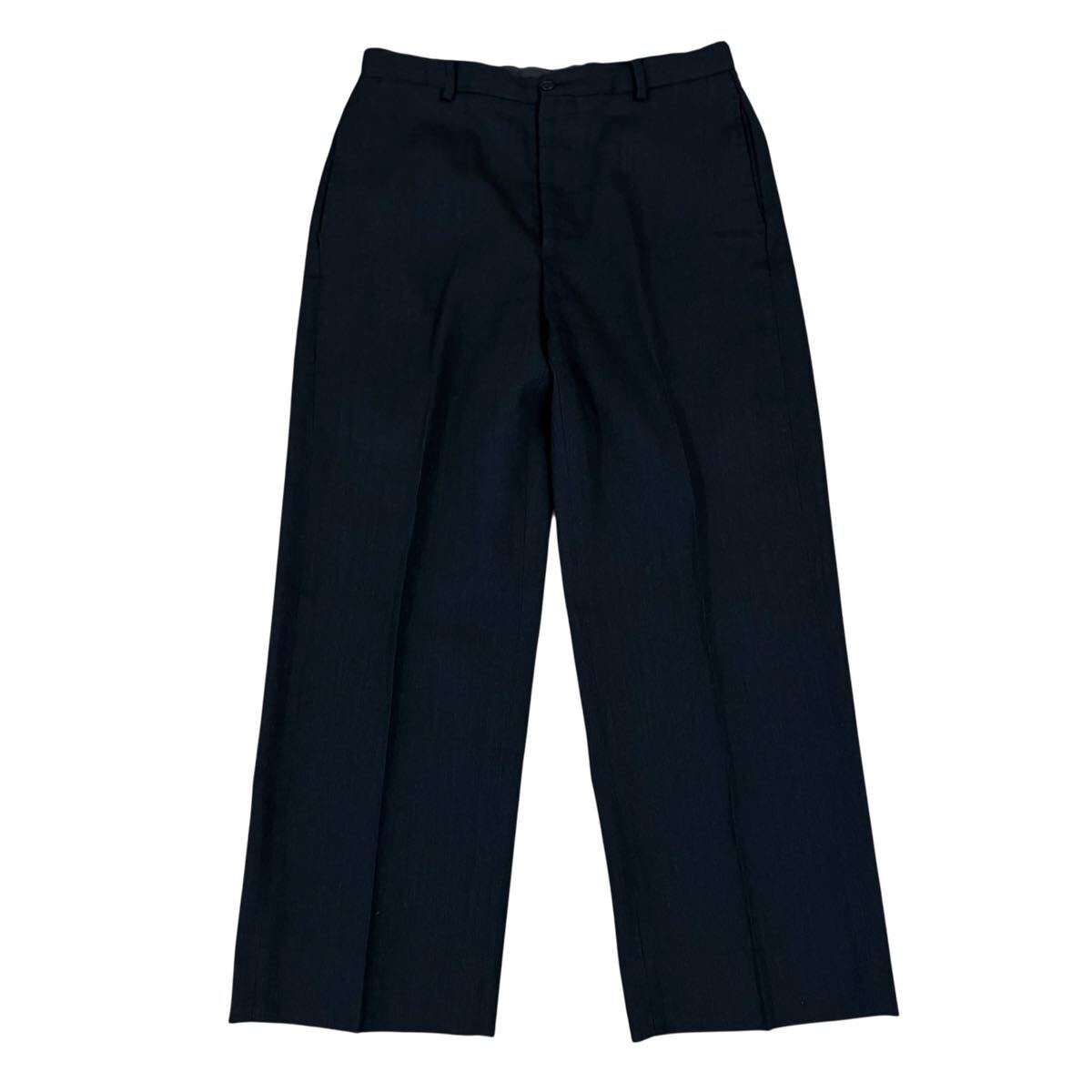80s 90s EMPORIO ARMANI エンポリオアルマーニ イタリア製 アーカイブ センタープリーツワイドスラックスパンツ 50 ダークグレー メンズ 