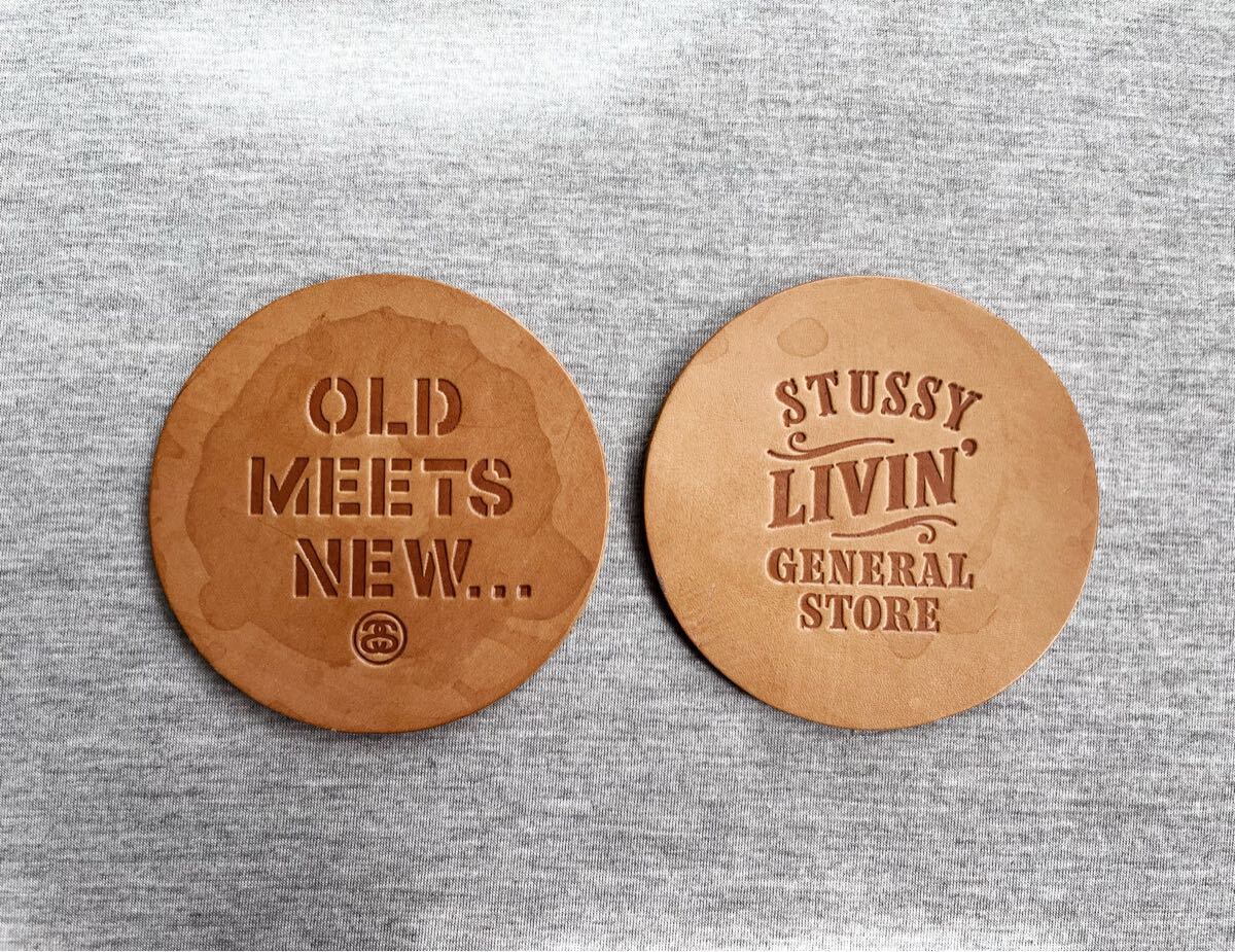 2枚セット☆激レア希少廃盤☆STUSSY Livin' General Store レザーコースター ステューシーリヴィンジェネラルストア SUPREME ロンハーマン