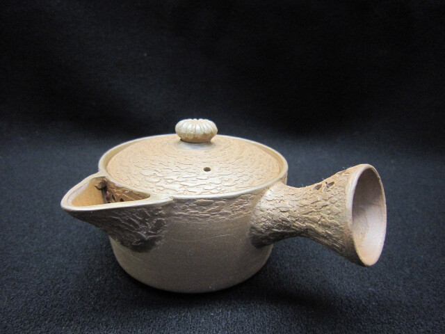 【 温故焼 煎茶器 急須 漢文刻 横手 茶器 茶注 煎茶道具 茶道具 萬古焼 】北海道発
