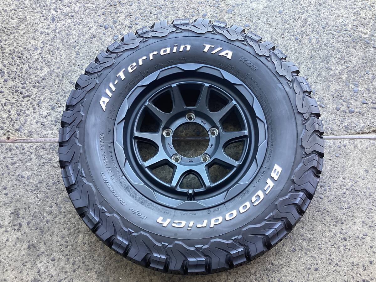 M9478 ジムニー シエラに！ 背面 スペア WEDS MUD VANCE 06 6J ±0 15インチアルミ＆235/75R15 BF グッドリッチ オールテレン 夏タイヤ1本