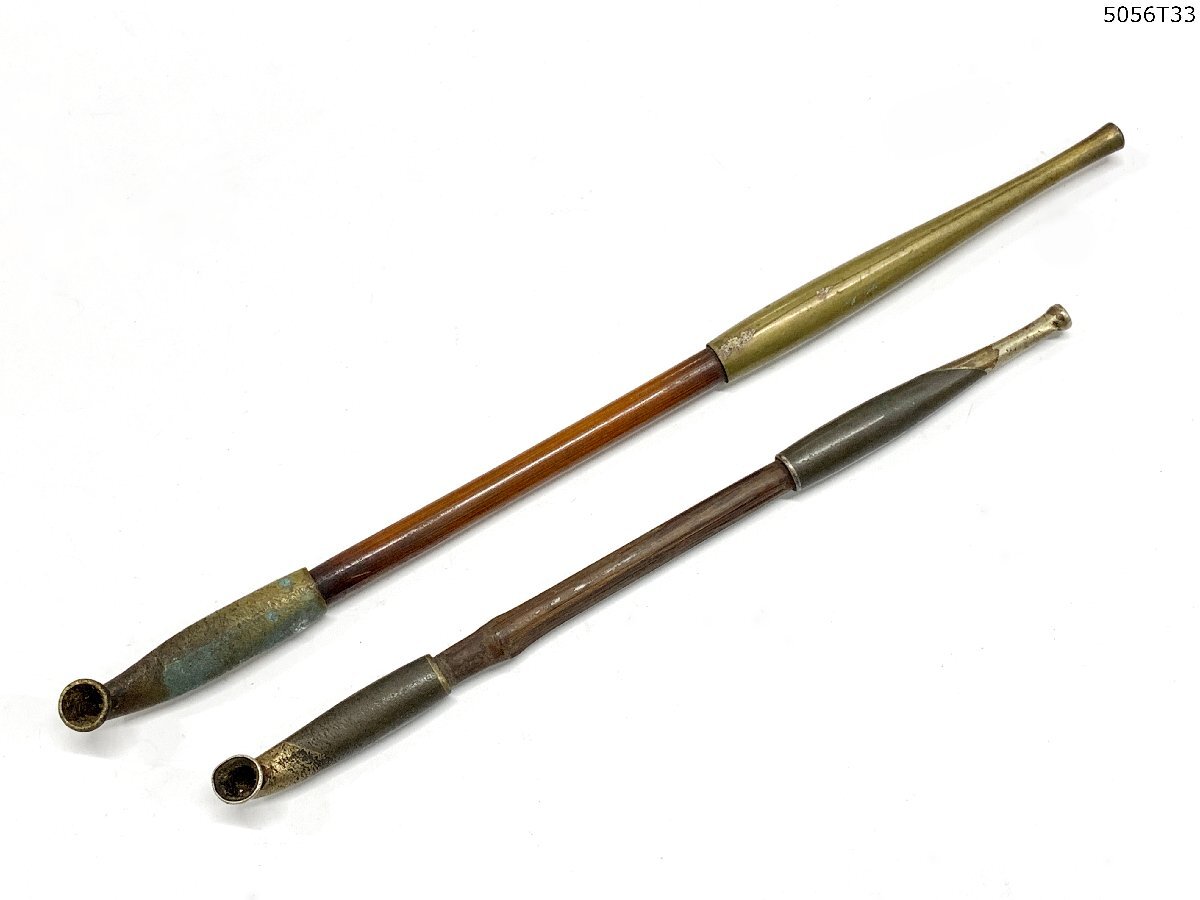 煙管 キセル 2点 おまとめ 無銘 パイプ 喫煙具 時代物 骨董 金属工芸 アンティーク 5056T33-13
