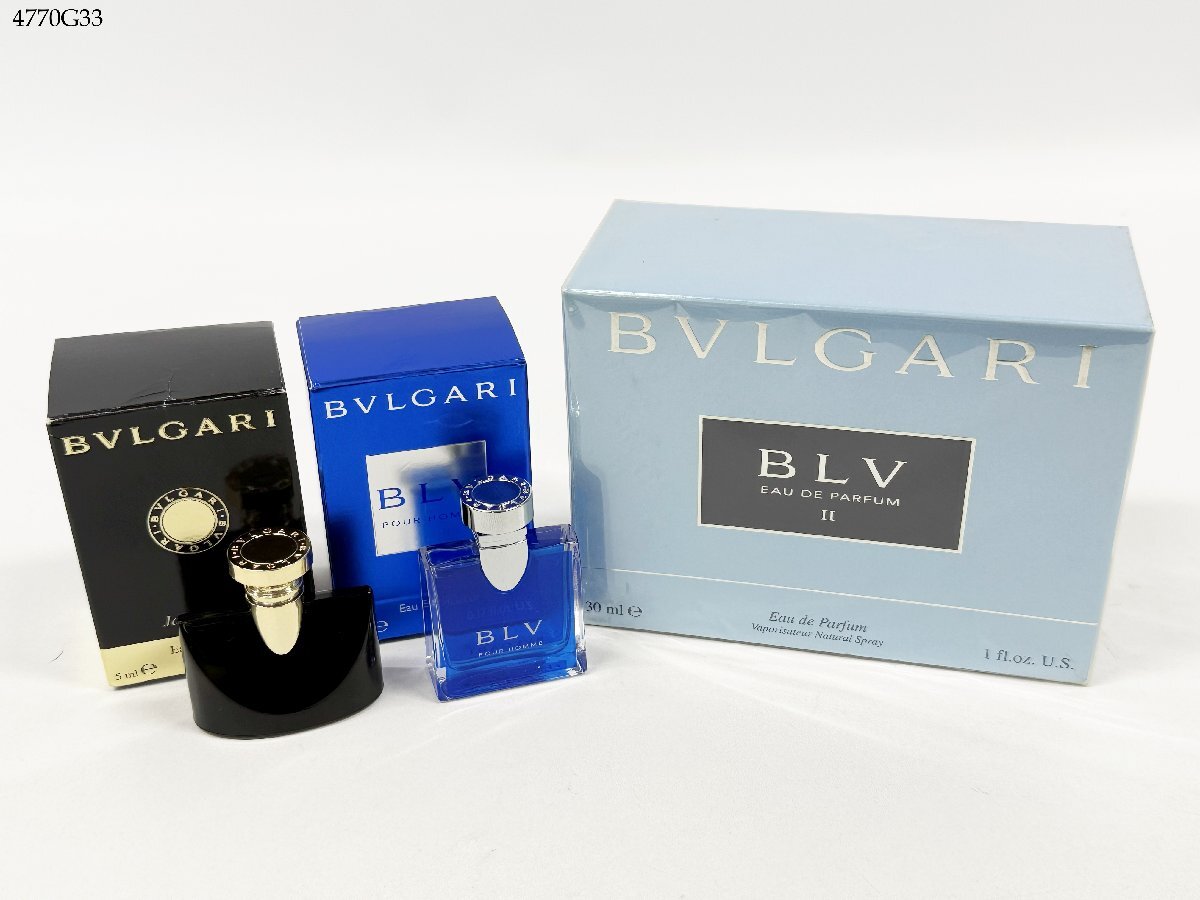 BVLGARI ブルガリ ブルーⅡ 30ml/ジャスミンノワール 5ml/ブルー プールオム 5ml オードトワレ パルファム 香水 3点 未開封含 4770G33-13