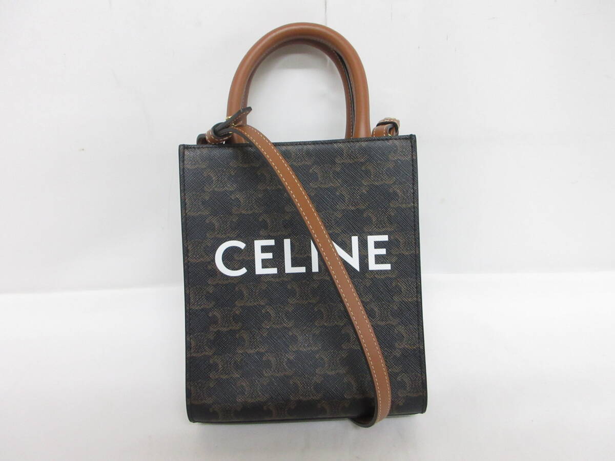 171H303F◆【美品】CELINE セリーヌ トリオンフ ミニバーティカルカバ PVC×レザー 2WAYショルダーバッグ 