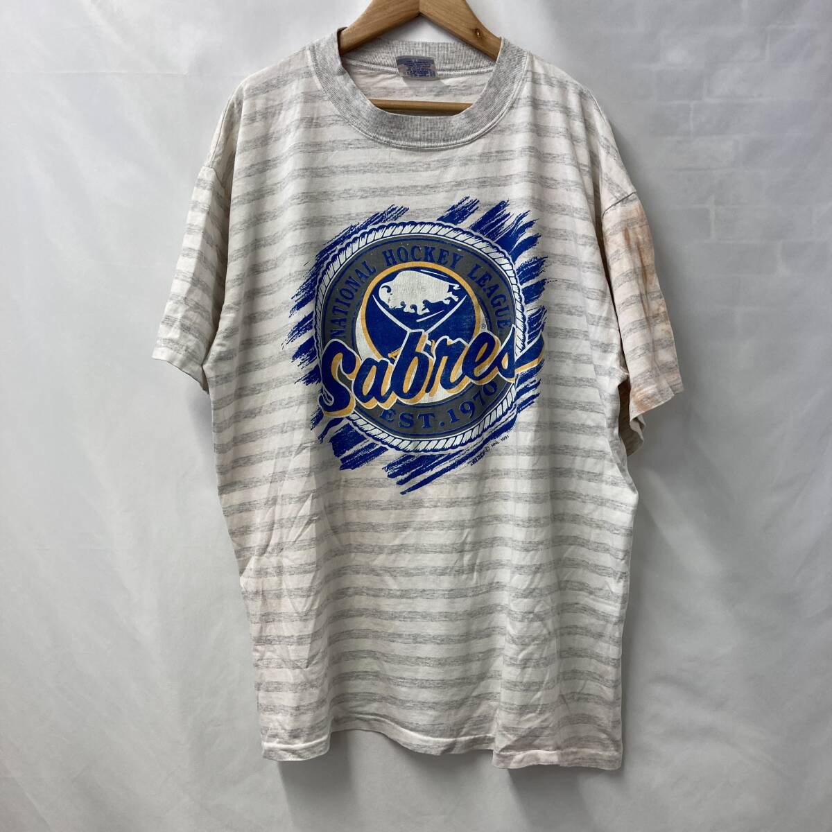 ★大特価★【500円スタート】TRENCH ULTRA メンズ Tシャツ NATIONAL HOCKEY LEAGUE EST.1970 グレー 古着 半袖 サイズXL【20260604-09】