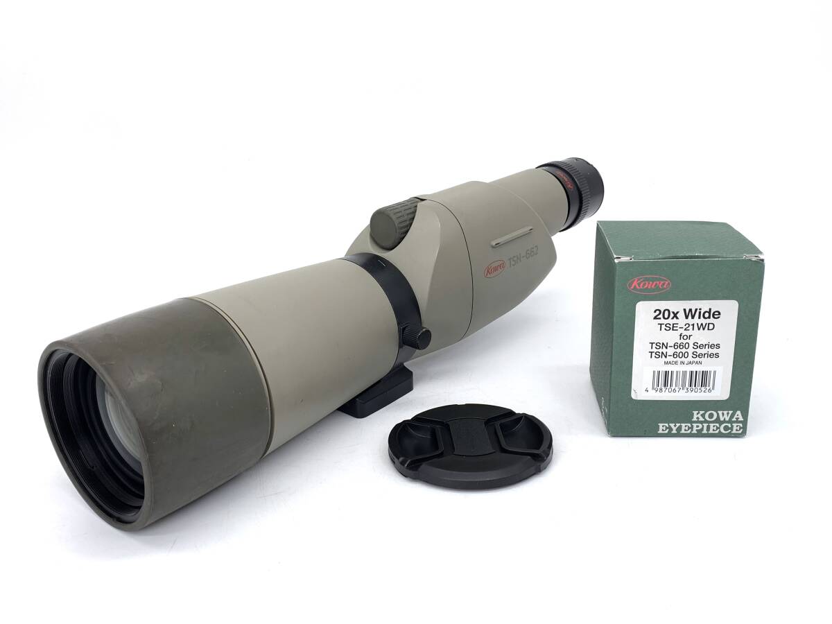 ほぼ美品 Kowa コーワ 興和 TSN-662 スポッティングスコープ 20x Wide アイピース 接眼レンズ付き 元箱入 観察確認済 フィールドスコープ　