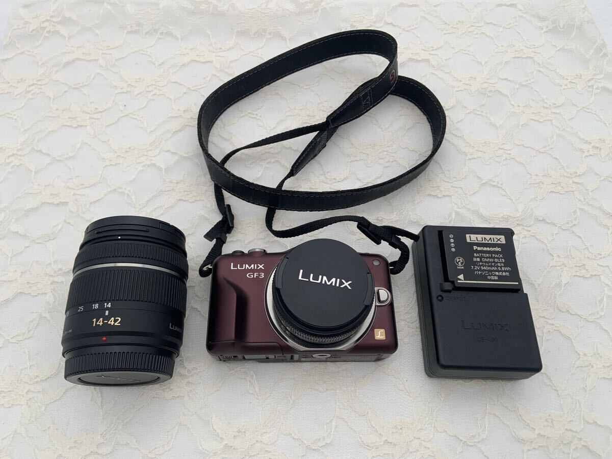 Panasonic LUMIX DMC-GF3 ミラーレス一眼カメラ　センシュアルブラウン レンズ　14mm.14-42mm