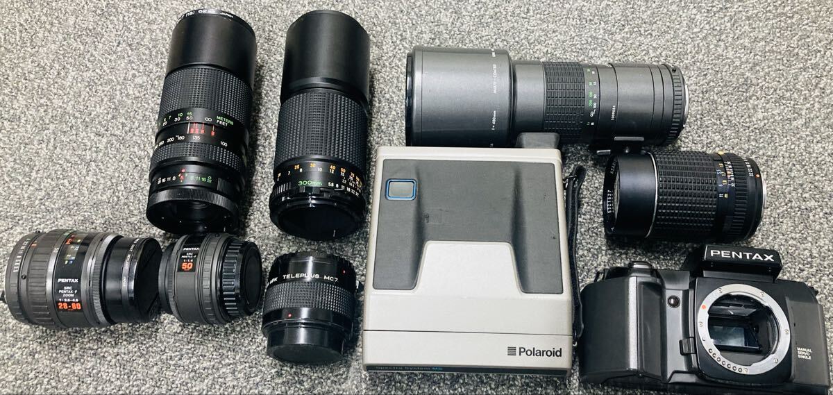 PENTAX Polaroid カメラ2点 SIGMA PENTAX Tokina Teleplus レンズ7点 合計9点まとめ 1円スタート 動作未確認 ジャンク品 ペンタックス SFX