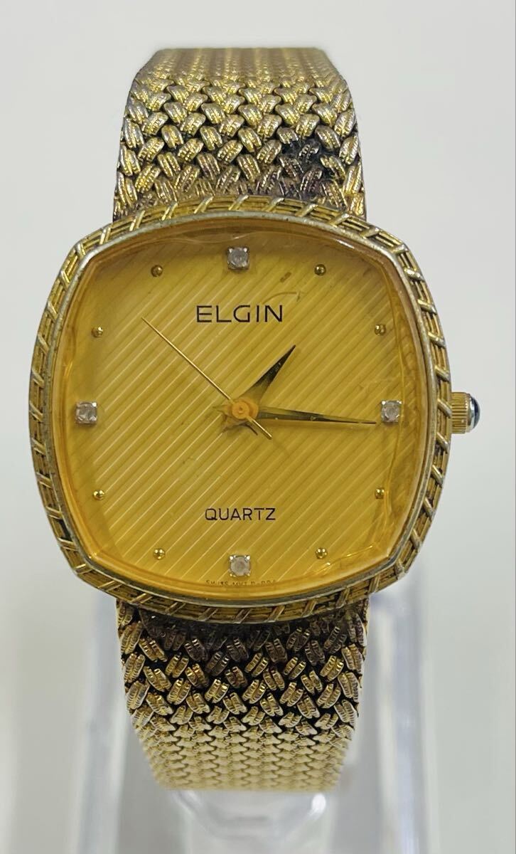 エルジン ELGIN 腕時計 1円スタート クォーツ 動作未確認 FK 266 スクエア ゴールド 3針 不動品