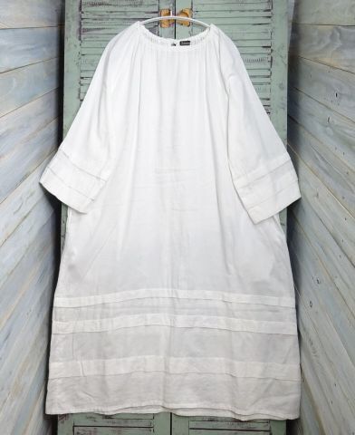 Bohemians ボヘミアン ゆったりシルエット ワンピース ロング丈 ワイドシルエット 白 ホワイト コットンドレス