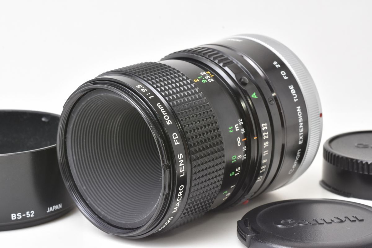 ★良品★ キヤノン CANON NEW FD 50mm F3.5 MACRO + EXTENSION TUBE FD 25 エクステンションチューブ付 #A15#151260