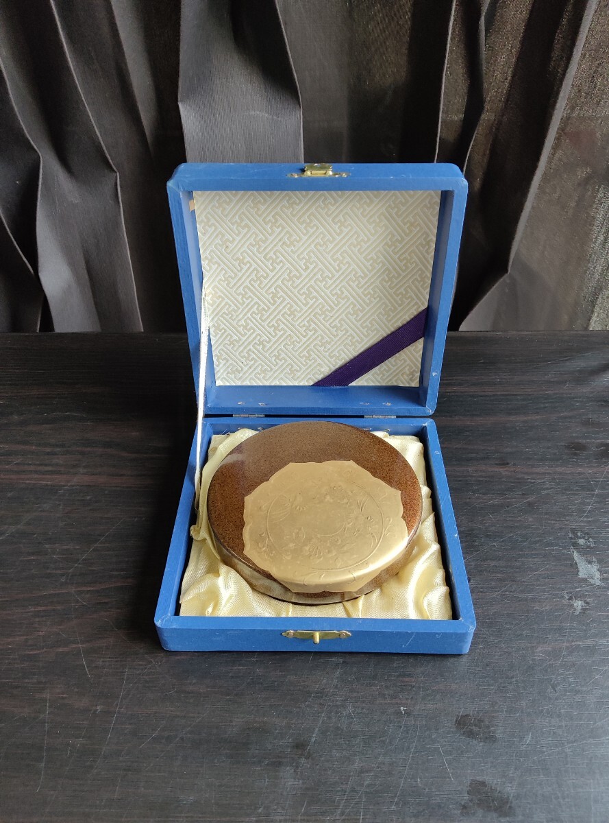 Durlaque　小物入れ　黒漆　直径約10.5cm　日本製　和物　伝統工芸　アンティーク　コレクション　箱付き　現状品