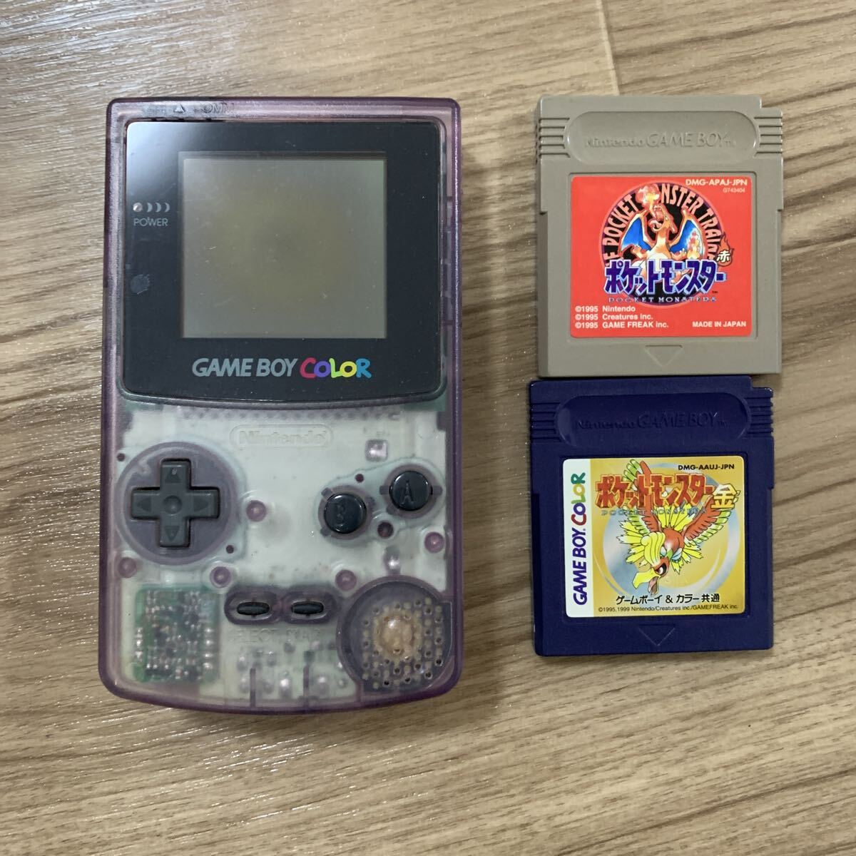 Nintendo 任天堂 ゲームボーイカラー クリアパープル CGB-001 ポケモン　赤　金　ソフト付