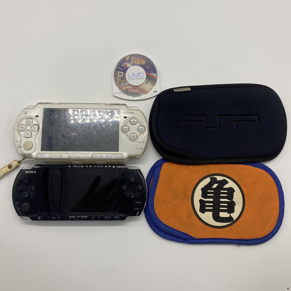 SONY PSP PSP-3000 PSP-2000 ホワイト ブラック プレイステーションポータブル ソフト パワプロ2011 ジャンク 亀ケース ケース黒