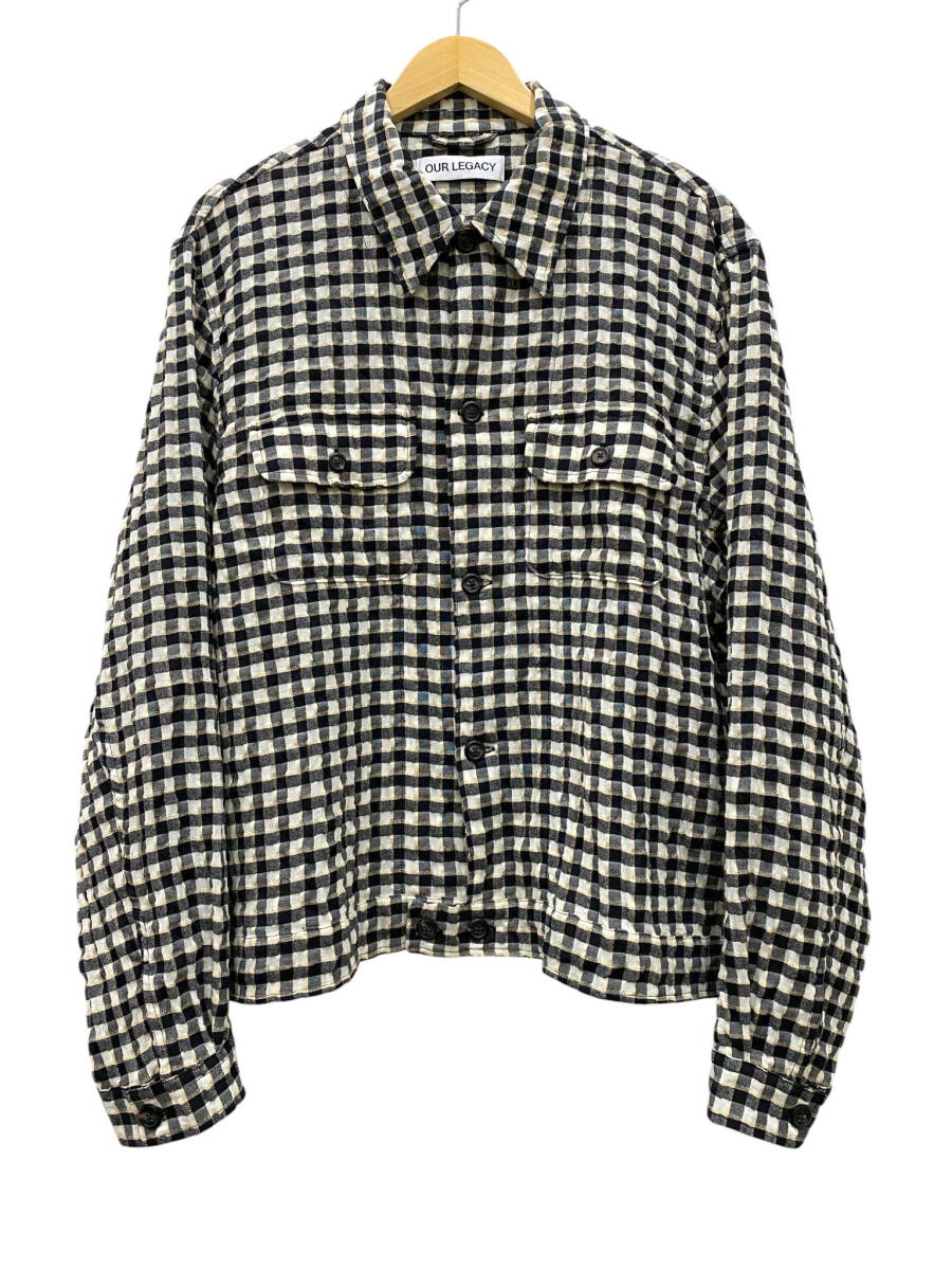 アワーレガシー OUR LEGACY シャツジャケット COACH JACKET M2242MW シアサッカー チェック ブラック ホワイト アイボリー size 50 メンズ