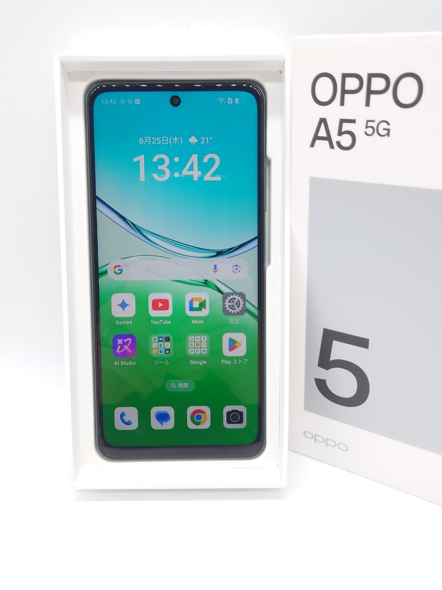【1円スタート】OPPO A5 5G OPG06 判定〇 SIMロック無し 128GB スマートフォン グリーン 本体 箱付き 