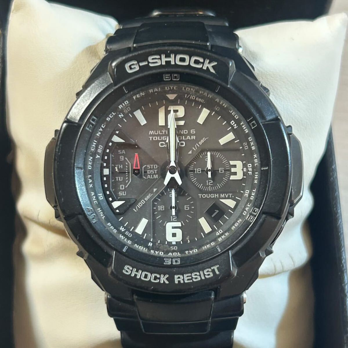 【現状品】CASIO カシオ G-SHOCK スカイコックピット メンズ腕時計 ラバーベルト GW-3000BB 電波ソーラー 中古品 電池切れ