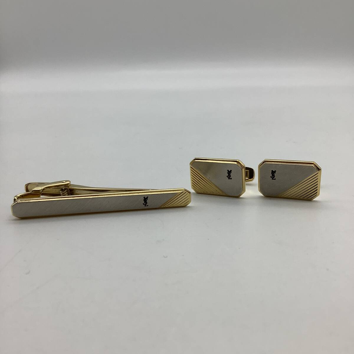 n7461 SAINT LAURENT サンローラン タイピン タイピン カフス セット メンズ シルバー ゴールド