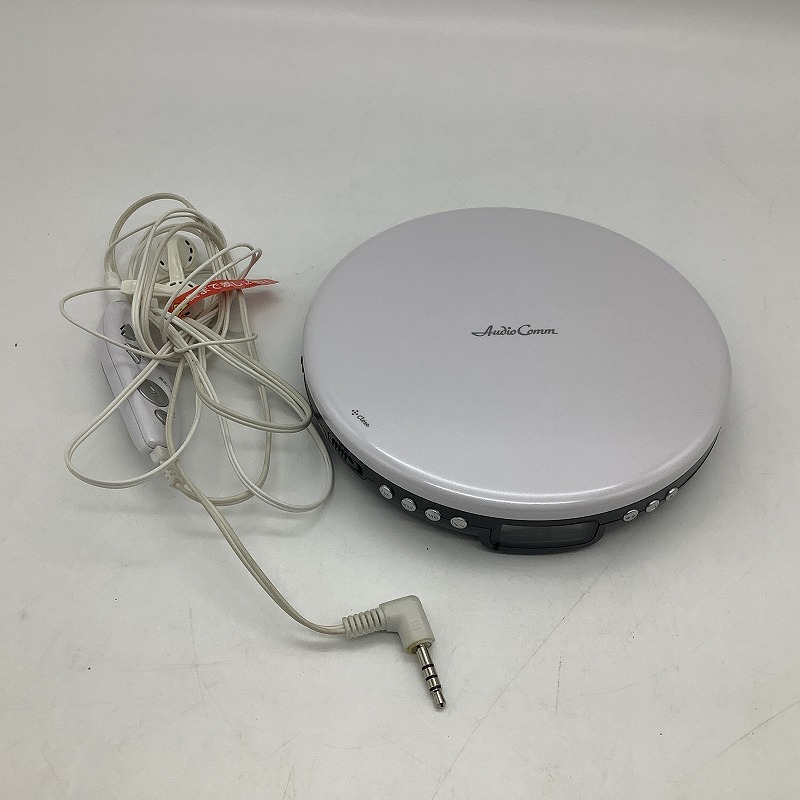 n6069 AudioComm OHM オーム電機 CDP-380Z-W ポータブルCDプレーヤー 通電× イヤホン付き ※電池は付属しておりません。