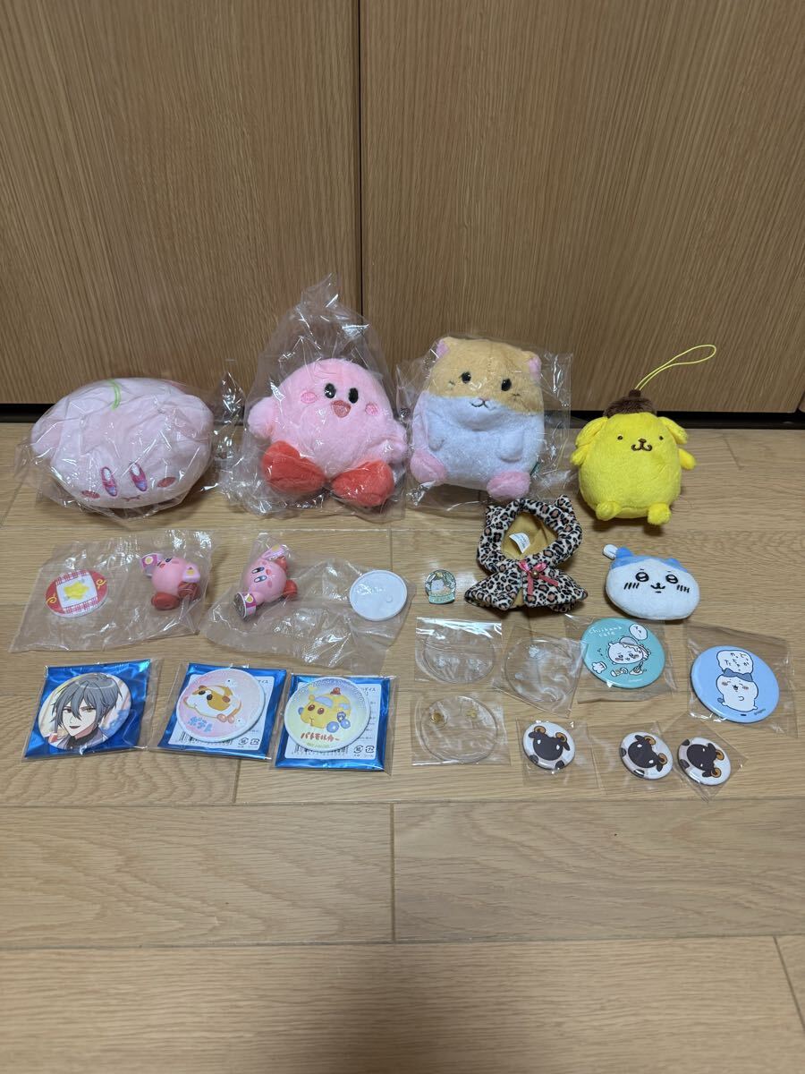 【キャラクターグッズ】星のカービィころろんフレンズ　ポムポムプリン ぬいぐるみ 魔法使いの約束オーエン缶バッジ　ちいかわ他 J-946