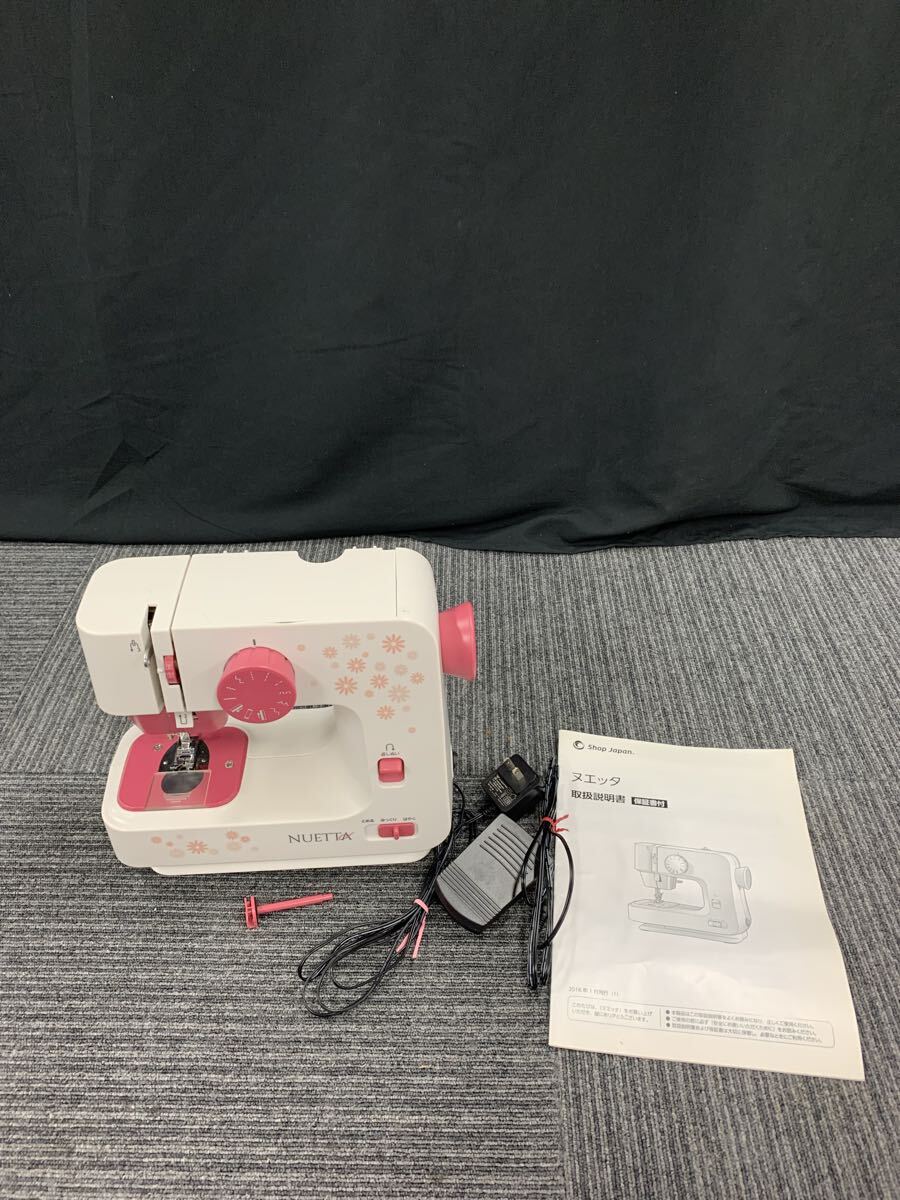 ②　杉本　5月　No.305 NUETTA ヌエッタ コンパクトミシン NUE-1 裁縫 手芸 家庭用ミシン ホワイト 通電動作確認済み 汚れあり