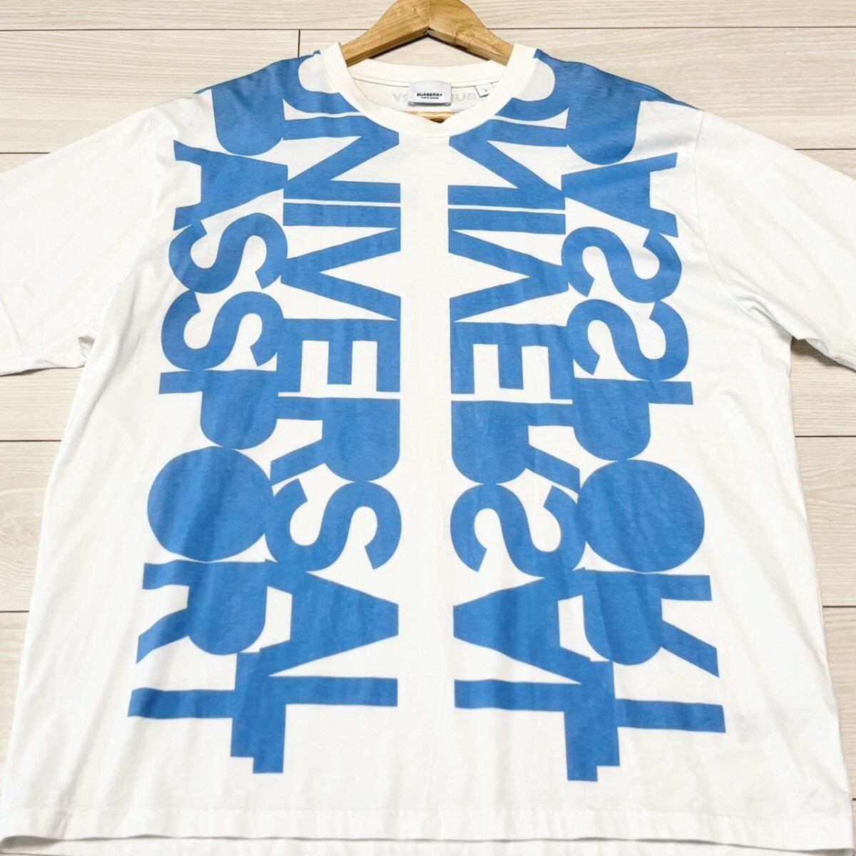 BURBERRY LONDON バーバリーロンドン 半袖Tシャツ 総柄 プリント 背面ロゴ ホワイト 白 XLサイズ相当 メンズ トップス 夏 サマー