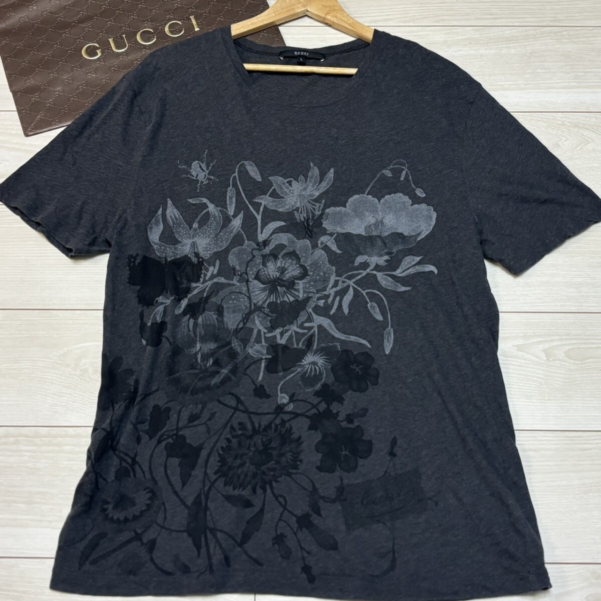 極美品/XLサイズ相当●GUCCI グッチ 半袖 Tシャツ 花柄 総柄 プリント メンズ トップス コットン 夏 サマー 
