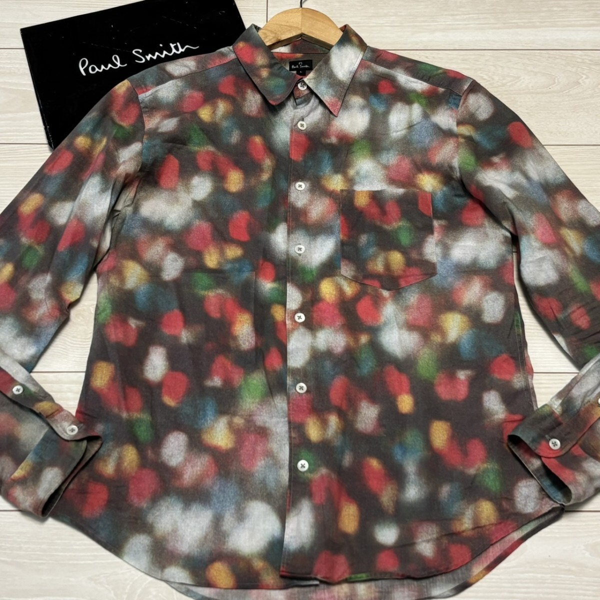 美品/Lサイズ●Paul Smith ポールスミス 長袖シャツ 水玉 ドット柄 総柄 マルチカラー メンズ トップス