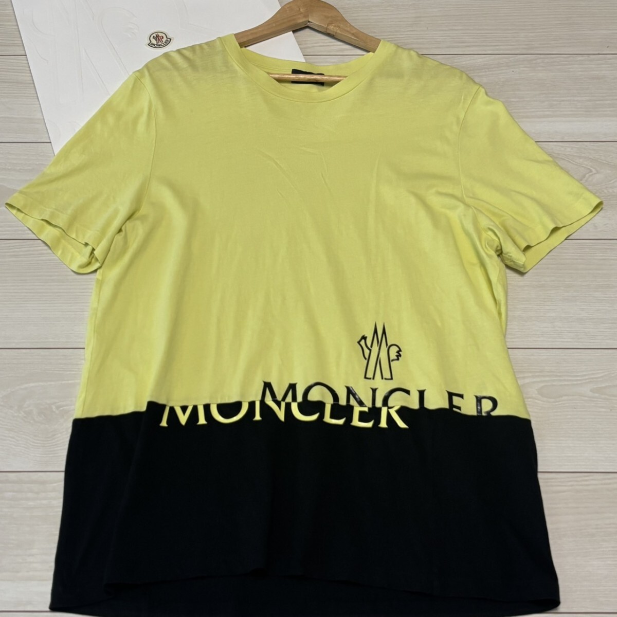 美品/Lサイズ●MONCLER モンクレール 半袖 Tシャツ マグリア バイカラー コットン イエロー ブラック メンズ トップス 夏 サマー
