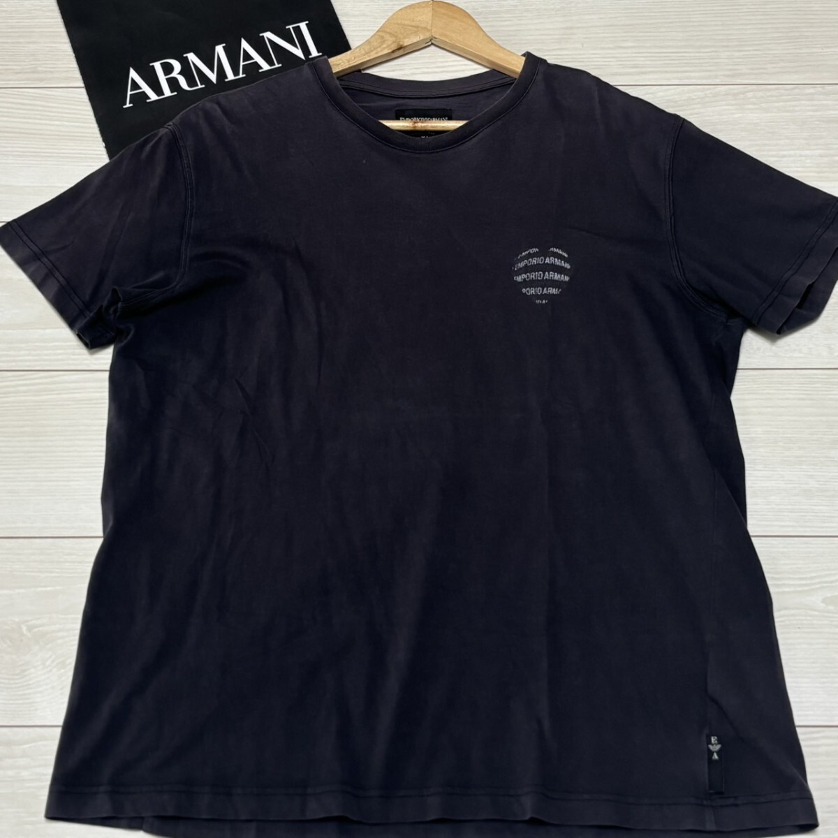 EMPORIO ARMANI エンポリオアルマーニ 半袖Tシャツ 総柄 ブラック 黒 サマー 夏 メンズ トップス XXLサイズ