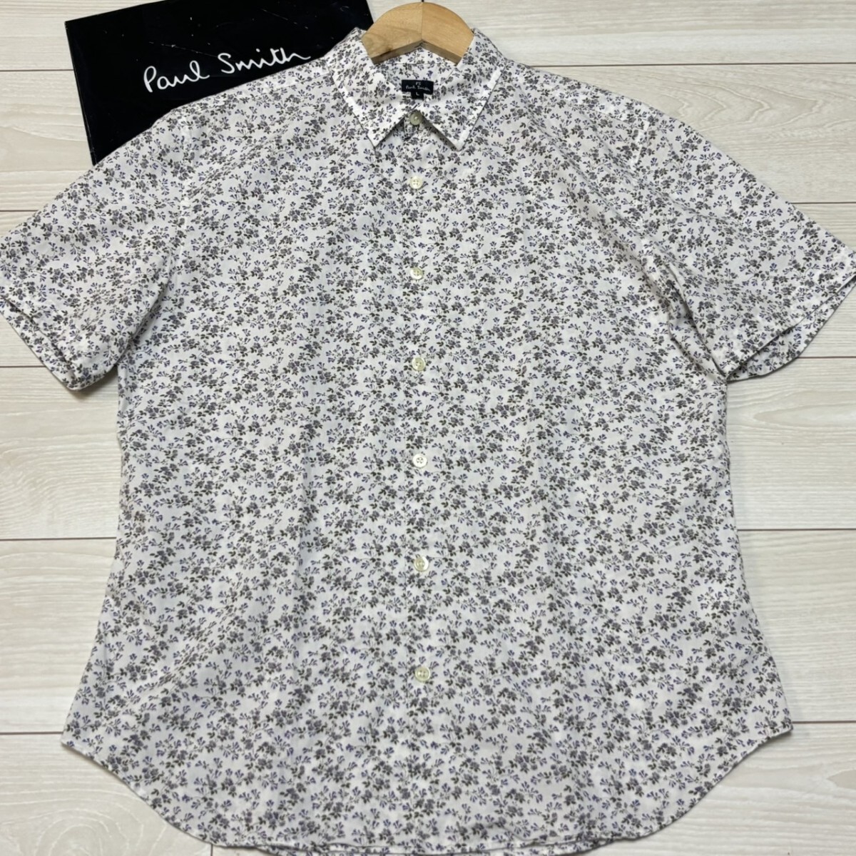 極美品/Lサイズ●PS Paul Smith ポールスミス 半袖シャツ 花柄 フラワー 総柄 コットン メンズ トップス 夏 サマー 上品 紳士