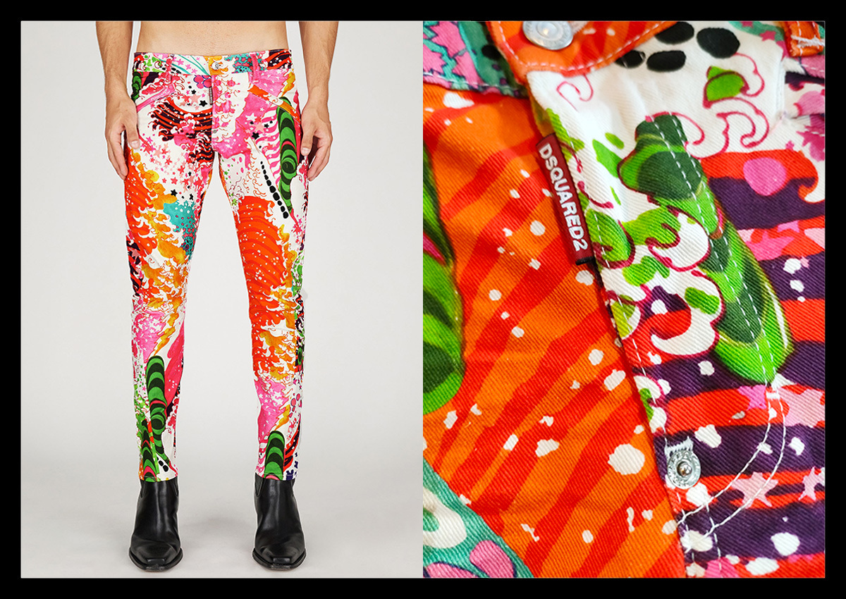 定価11.9万 ディースクエアード DSQUARED2 サイケデリックグラフィックのデニムパンツ ジーンズ Psychedelic Dreams Sexy イタリア製 50