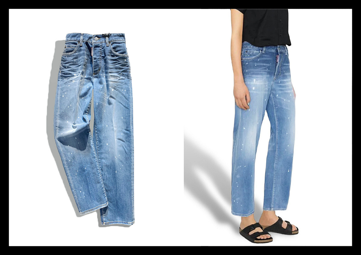 定価7.9万 ディースクエアードDSQUARED2 サイケデリックグラフィックのデニムパンツ ジーンズ Psychedelic Dreams KAWAII JEAN 伊製 38