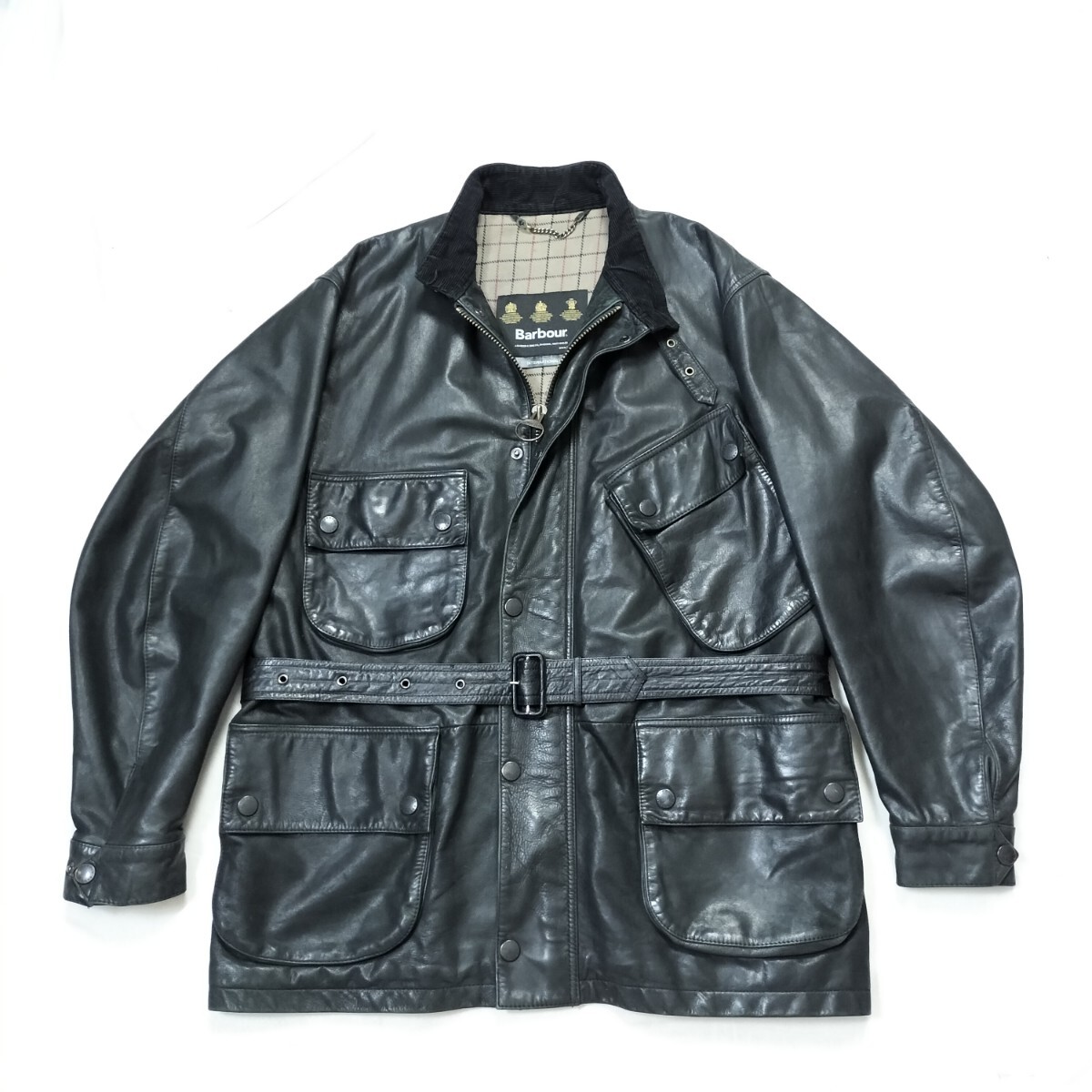 Special Barbour leather international L ブラック インターナショナル バブアー レザー ミリタリー