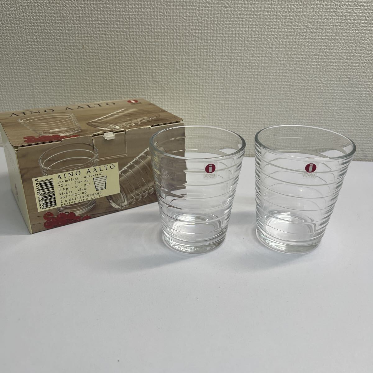 【2506B】未使用 iittala イッタラ アイノアアルト タンブラー 220ml クリア 2個セット ペアグラス 箱付き 底面刻印あり 北欧 食器 コップ