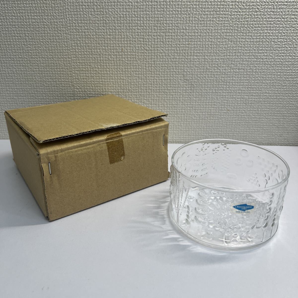 【2512】Nuutajarvi Flora フローラ ボウル 100mm クリア◆ヌータヤルヴィ オイバ・トイッカ 10cm フィンランド ヴィンテージ 未使用・箱付