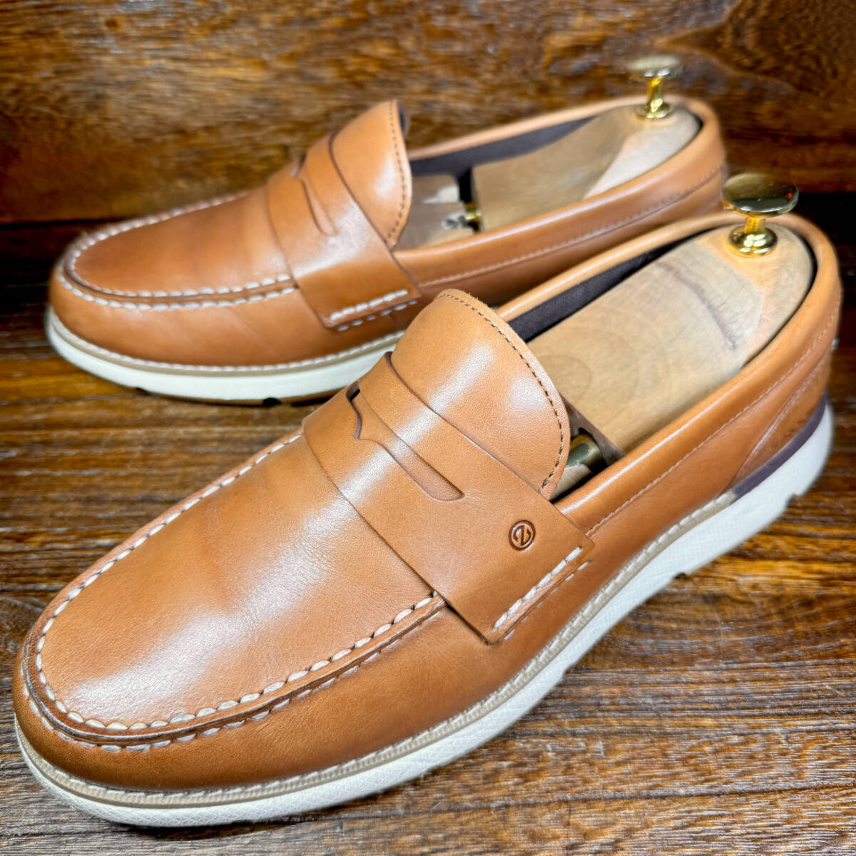 ◆COLE HAAN ZEROGRAND◆コールハーン ゼログランド 25.5cm コインローファー レザー 革靴 茶色 ブラウン メンズ 靴 中古 宅急便 即決