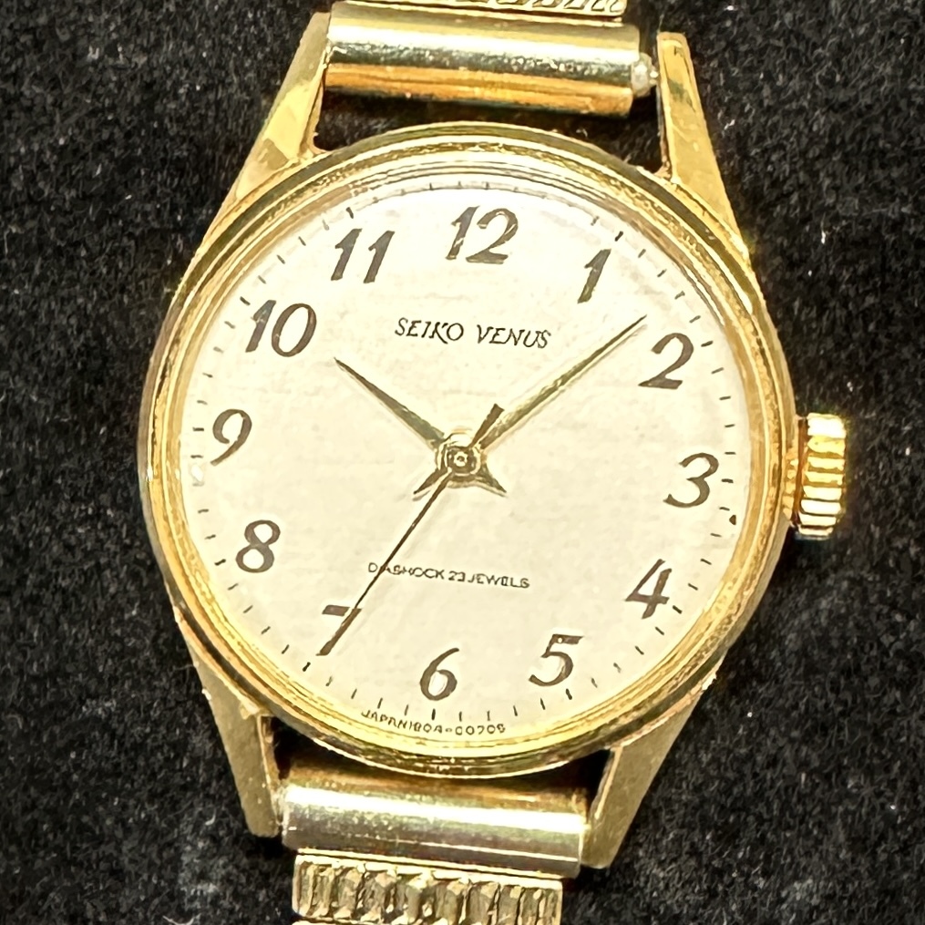 1円～ 6TN45590526 SEIKO セイコー VENUS ヴィーナス ダイアショック 23石 1904-0010 手巻き 腕時計 社外ベルト 稼働確認 現状品