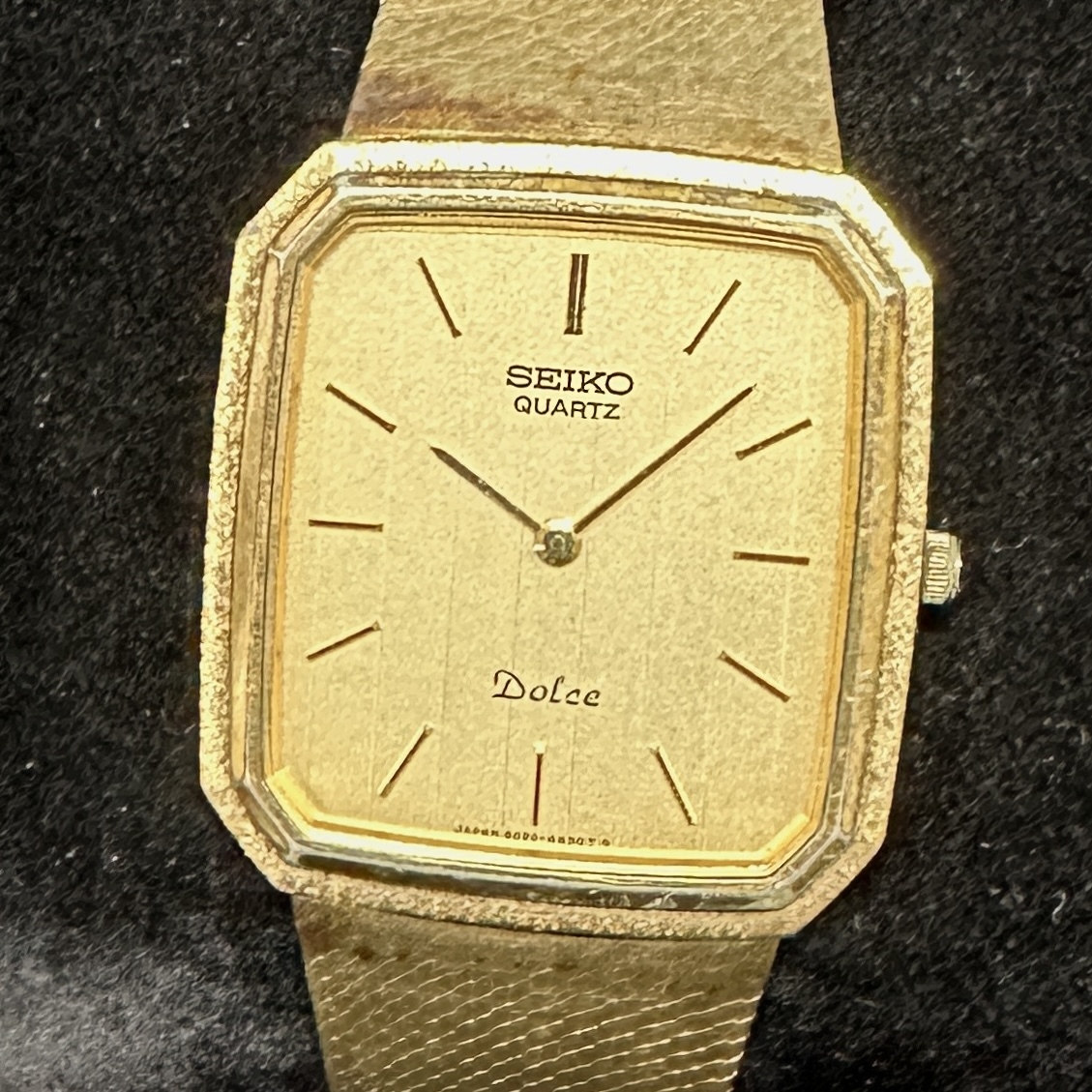 1円～ 6TN15160526 SEIKO セイコー Dolce ドルチェ ゴールド文字盤 6020-4060 QZ クォーツ メンズ 腕時計 純正ベルト 動作未確認 現状品
