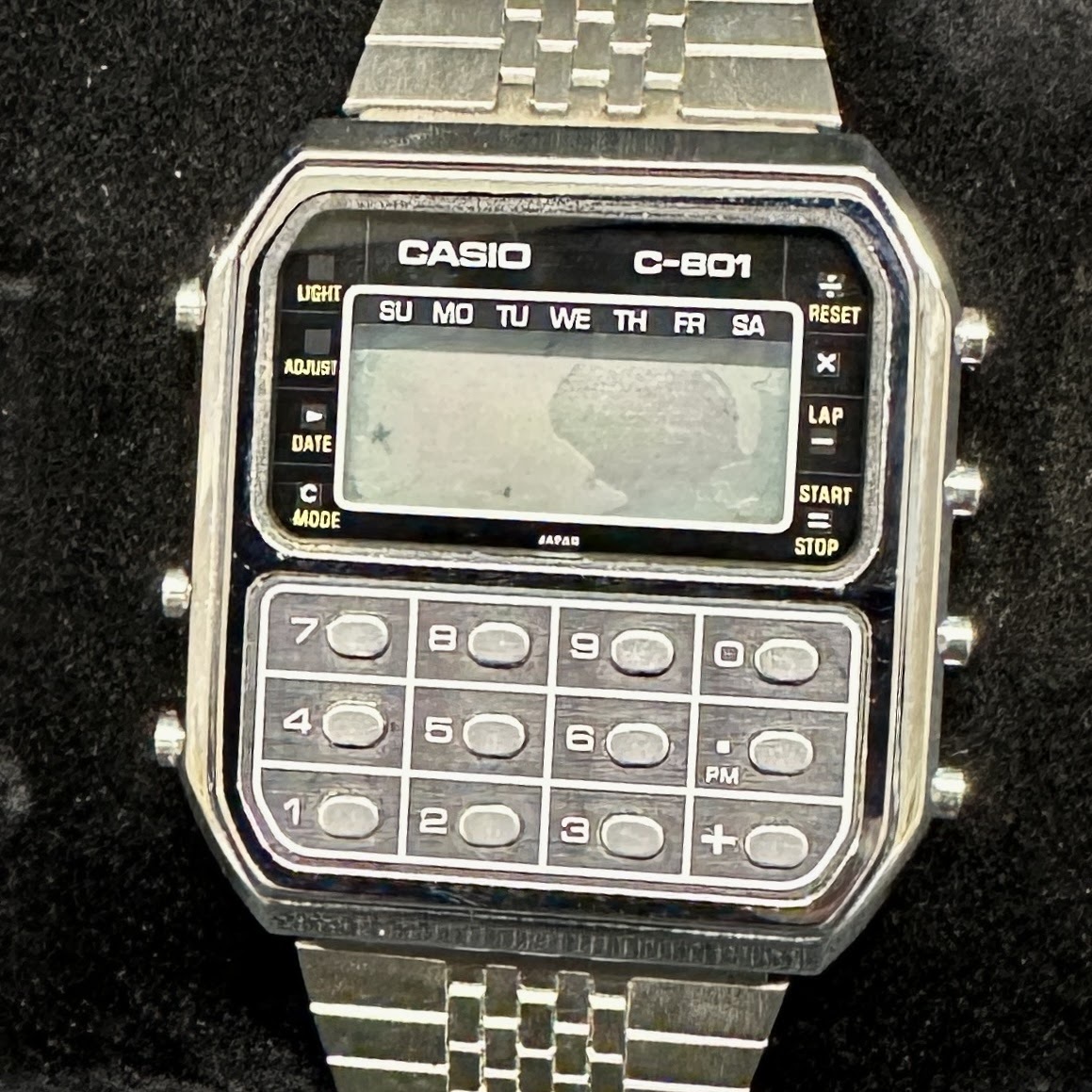 1円～ 6TN25550526 CASIO カシオ カリキュレーター 電卓機能 モジュール133 C-801 クォーツ メンズ 腕時計 純正ベルト 動作未確認 現状品