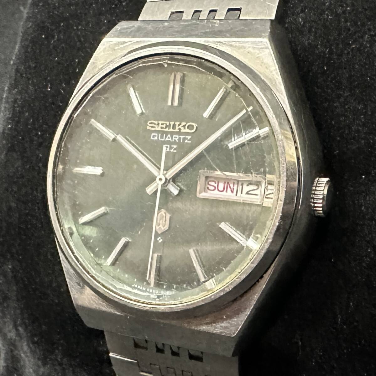 1円～ 6TN14620526 SEIKO セイコー ガラス傷あり カレンダー不良 0923-8040-G QZ クォーツ SS メンズ 腕時計 純正ベルト 動作未確認 現状品